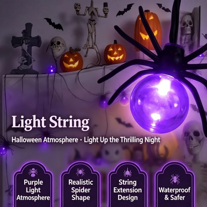Outdoor Lighting Yard - Battery Powered Spider LED String Lights,
