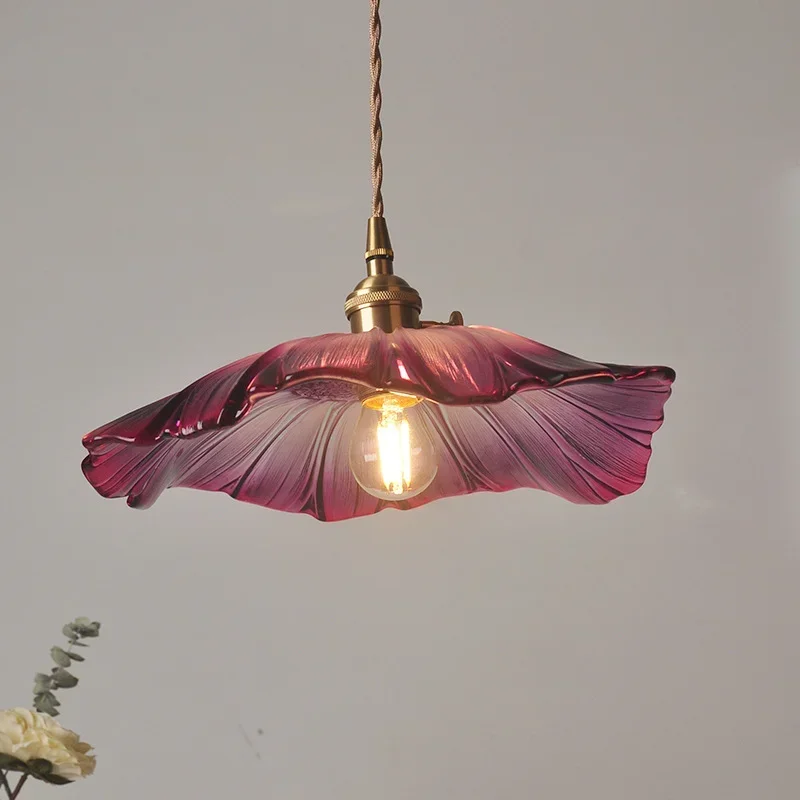 Outdoor Lighting Pendant - Vintage Pendant Lights Flower Glass Hanging