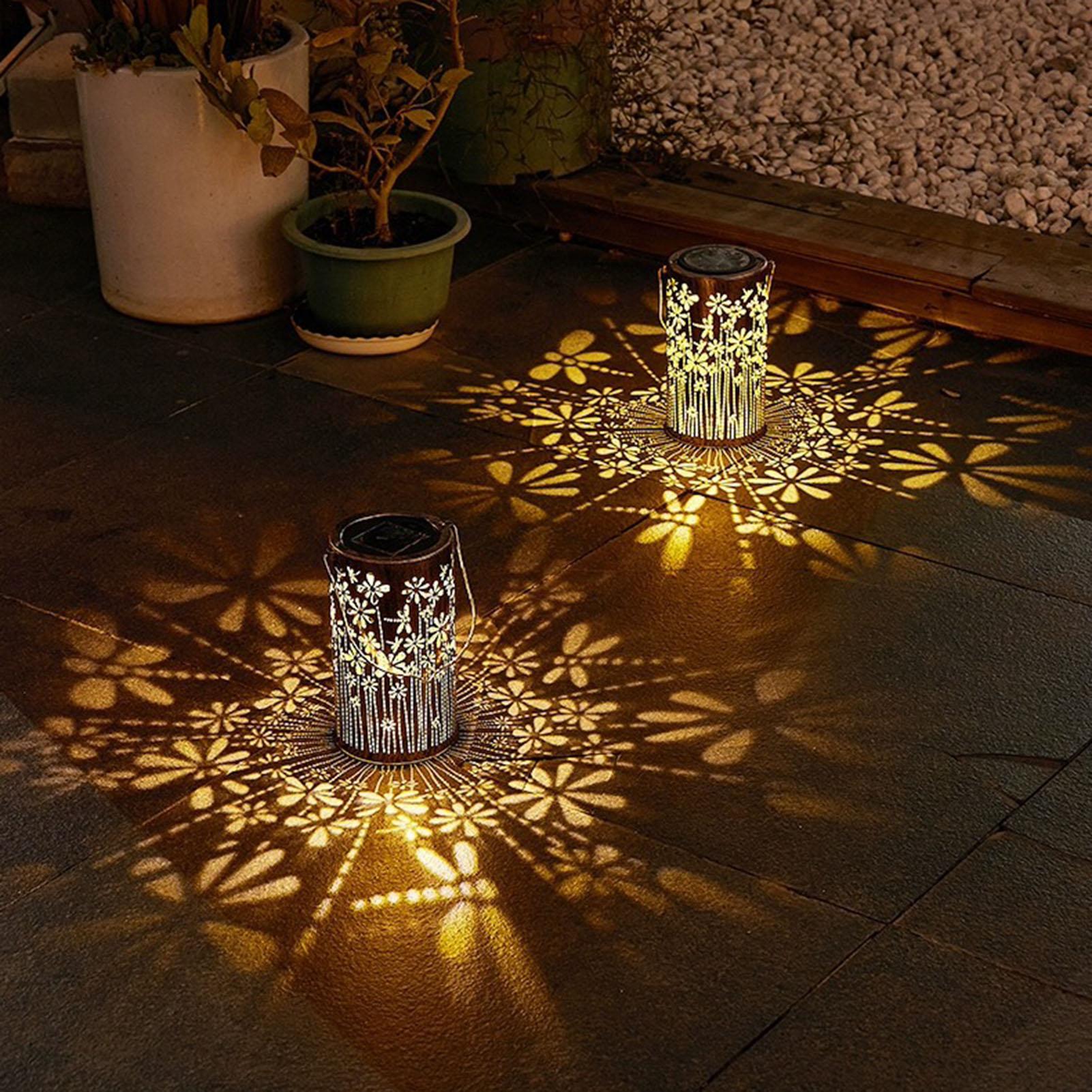 Outdoor Lighting Yard - Solar Lanterns Colorful Metal Flower Lamps