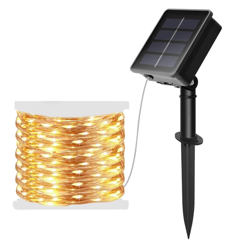 Outdoor Lighting No Wiring - 100 LED Solar Fairy Waterproof Copper