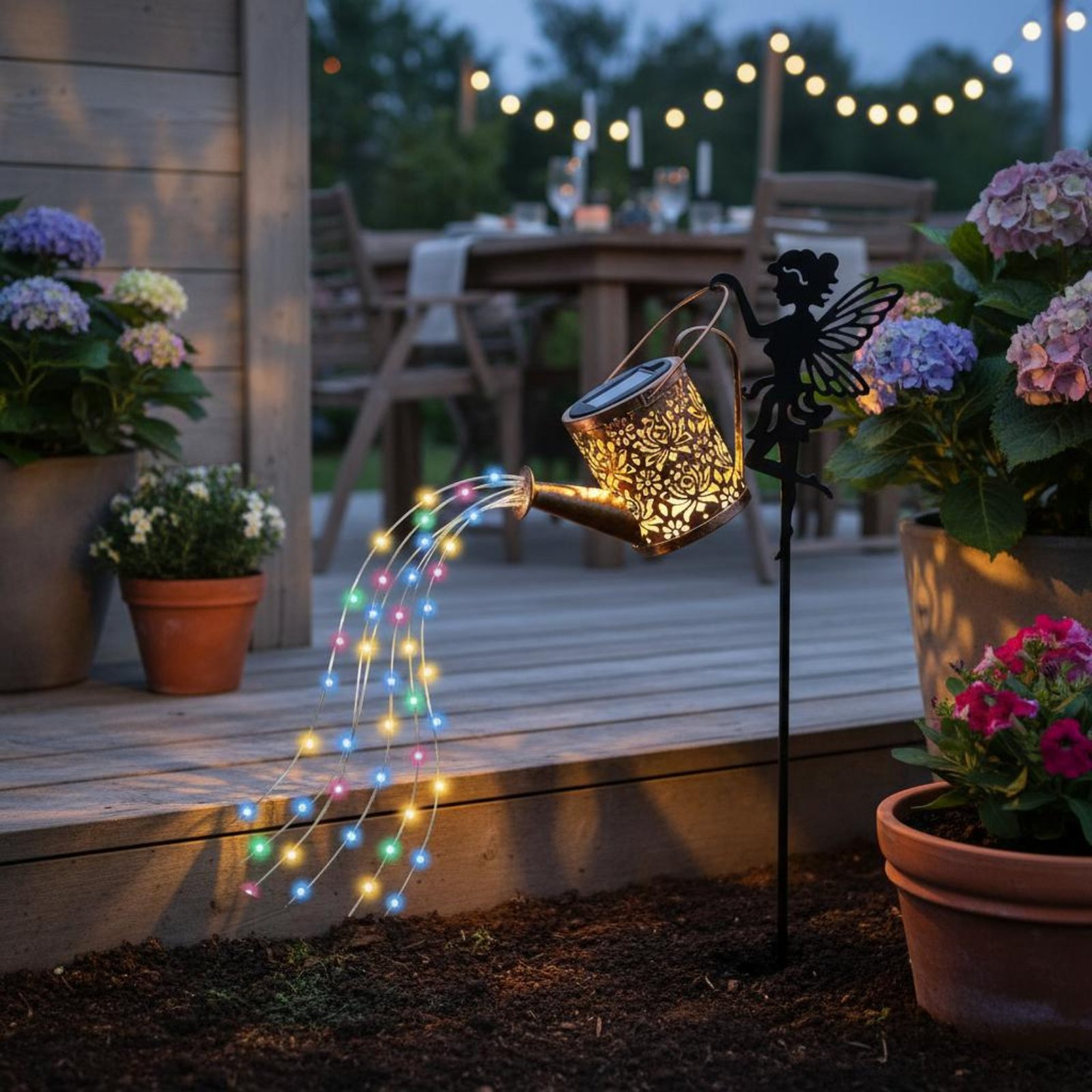 Solar Fairy Watering Can Light - đánh giá và giá Outdoor Lighting Yard