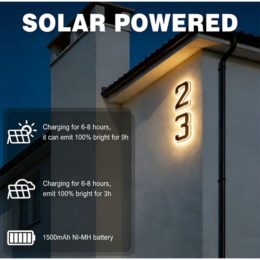 New Solar Address Sign LED Hou - đánh giá và giá Outdoor Lighting Led Fixtures
