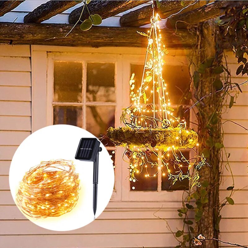 100 LED Solar Fairy Waterproof - đánh giá và giá Outdoor Lighting No Wiring