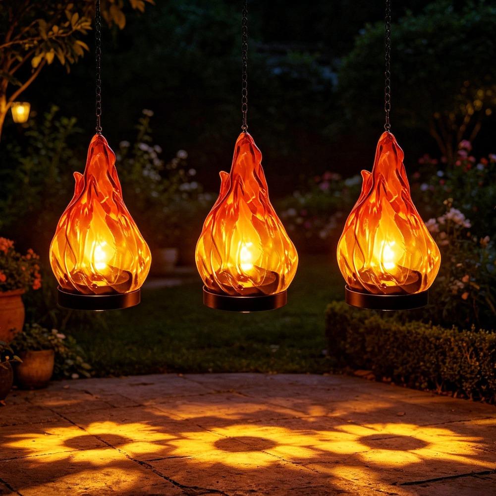 Solar Flame Hanging Lantern Li - đánh giá và giá Outdoor Lighting Yard