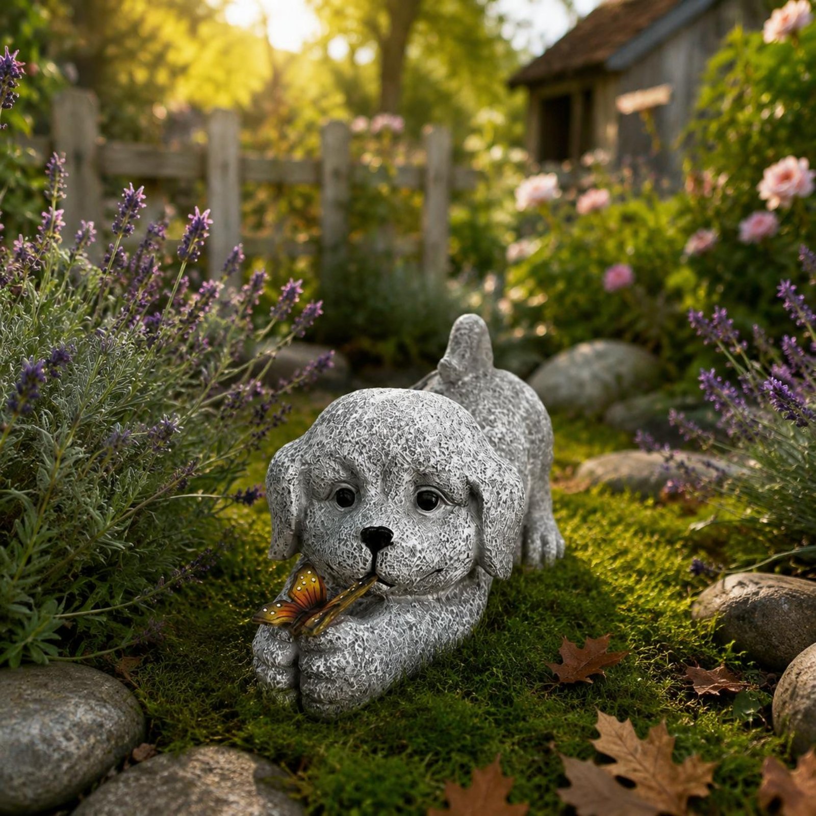 Solar Dog Statue Resin Craft S - đánh giá và giá Outdoor Lighting No Wiring