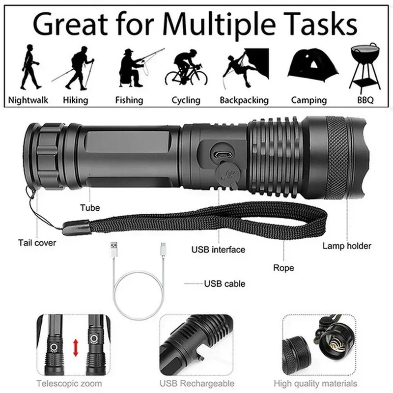 High Power XHP70 Led Flashligh - đánh giá và giá Outdoor Lighting Electric